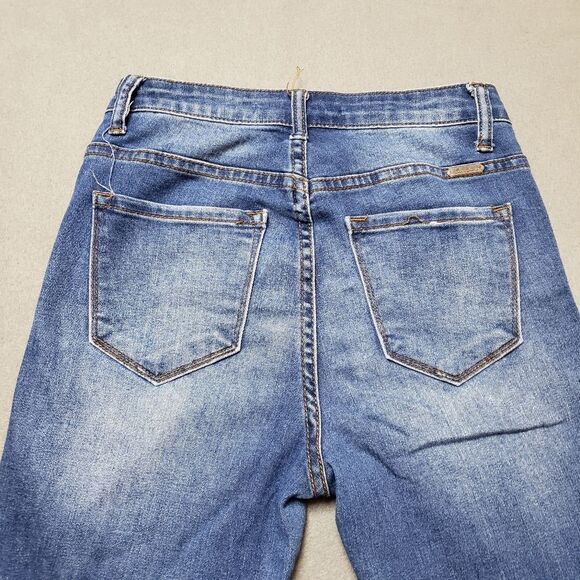 KANCAN Alexis Med Dark Wash High Rise Distressed Destroyed Skinny Jeans 25 / 3 - Picture 7 of 13